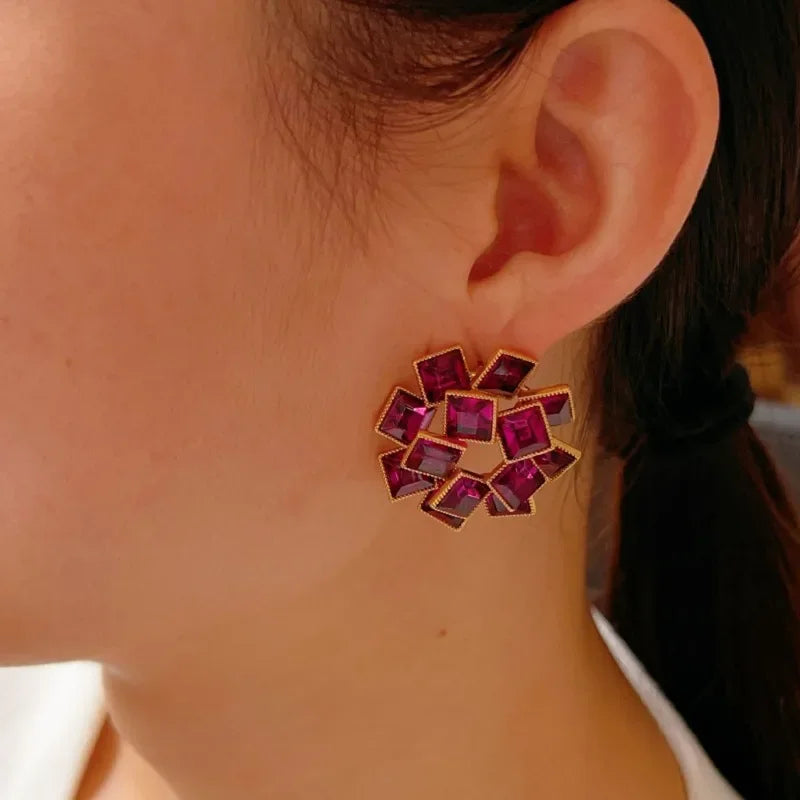 Draweye Medeival Vintage Stud Earrings for Women Geometric Korean Fashion Jewelry Dinner Party Elegant Aretes De Mujer