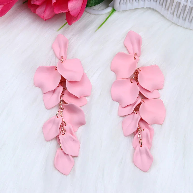 Sweet Flower Long Bohemian Drop Earrings Acrylic Tassel
