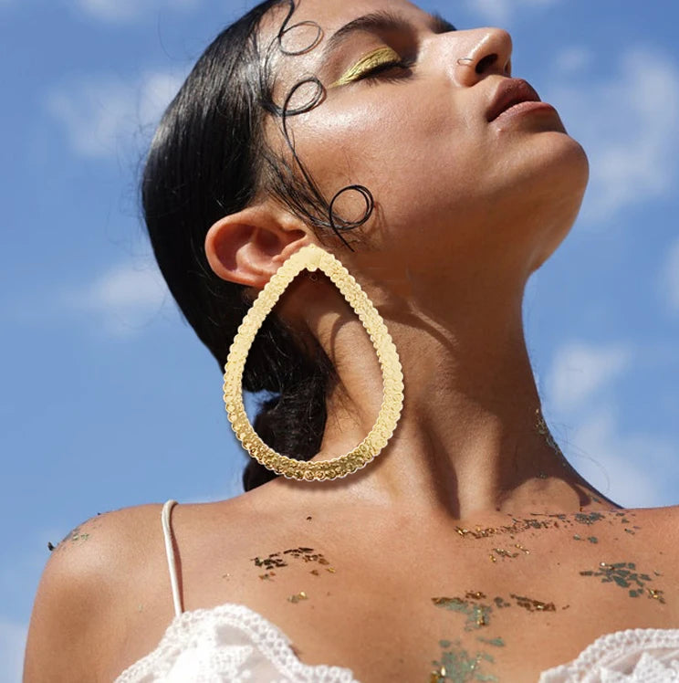 Trendy Geometric Big Hoop Earrings For Women Large Square Earrings Gold Color Statement Earring Jewelry