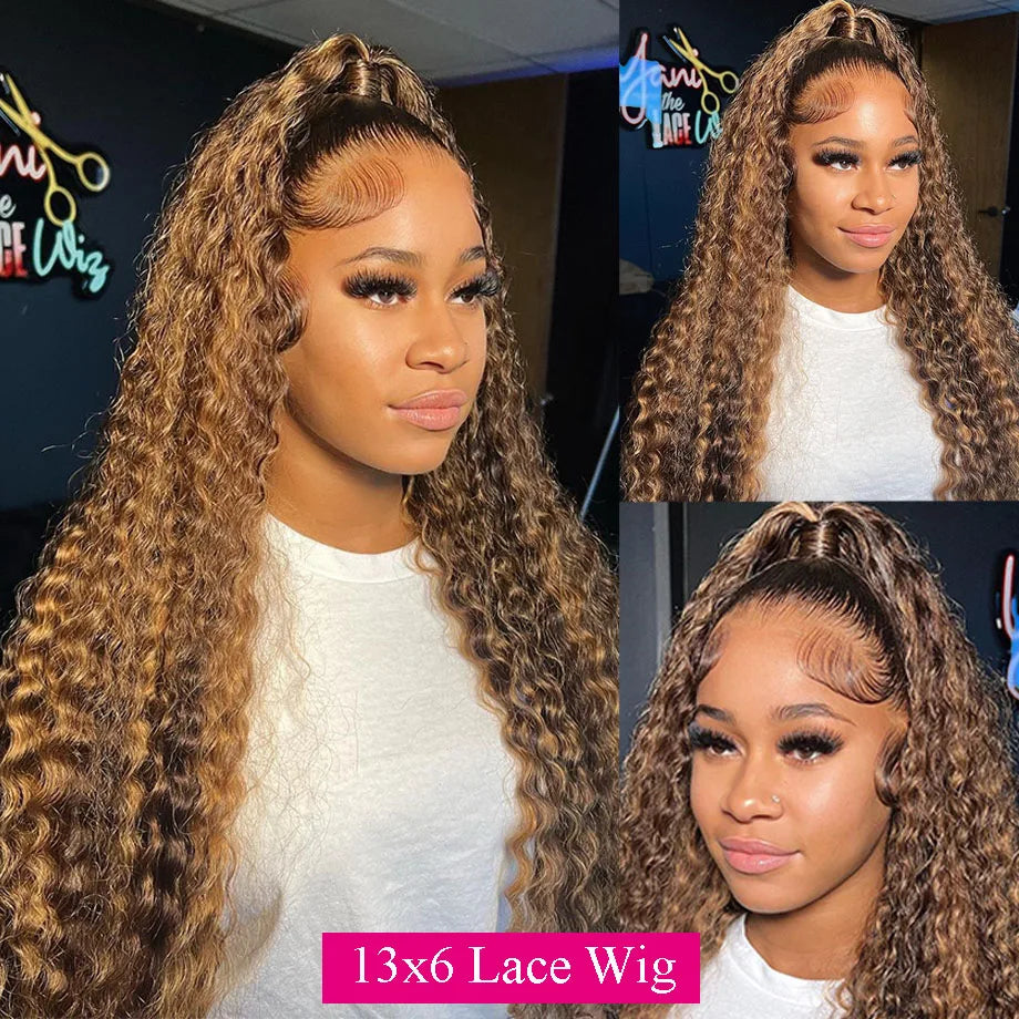 Highlight Wig Human Hair Ombre HD Lace Wig 13x6 Deep Wave Frontal Wig