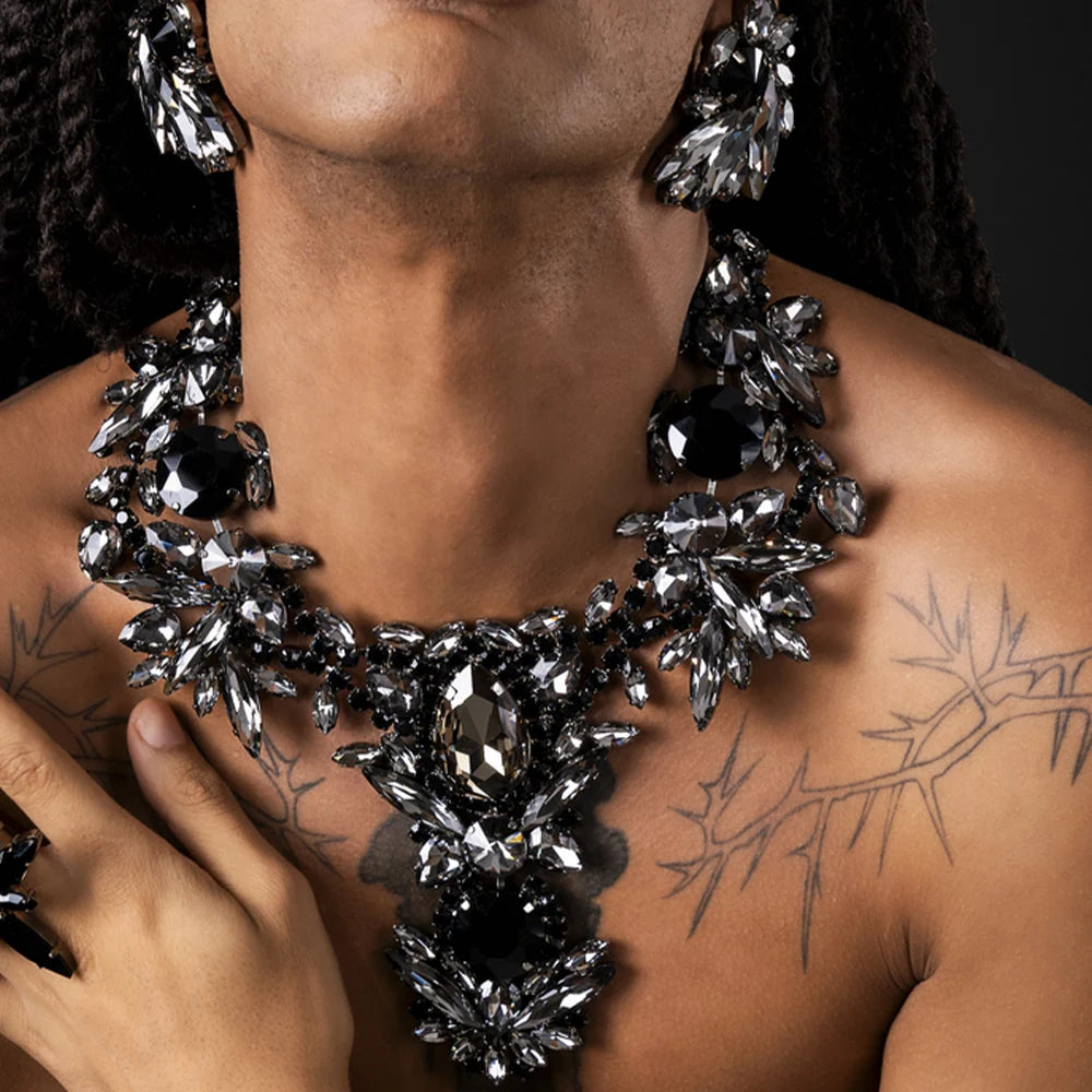 Black Dubai Jewelry Set Necklace African Luxury Statement