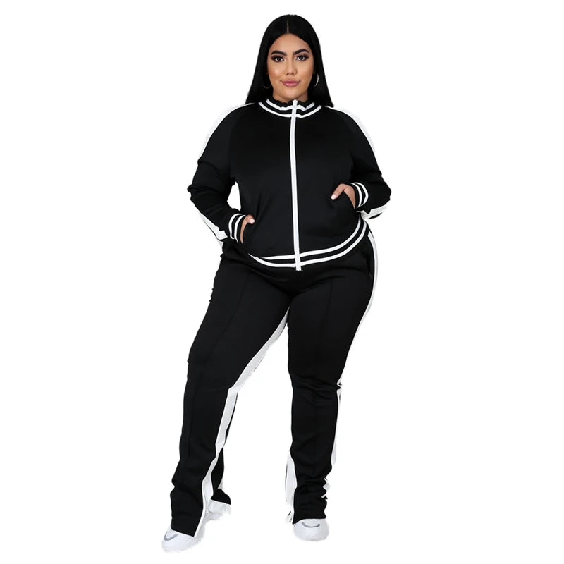 Plus Size Two Piece Set Women Jogger