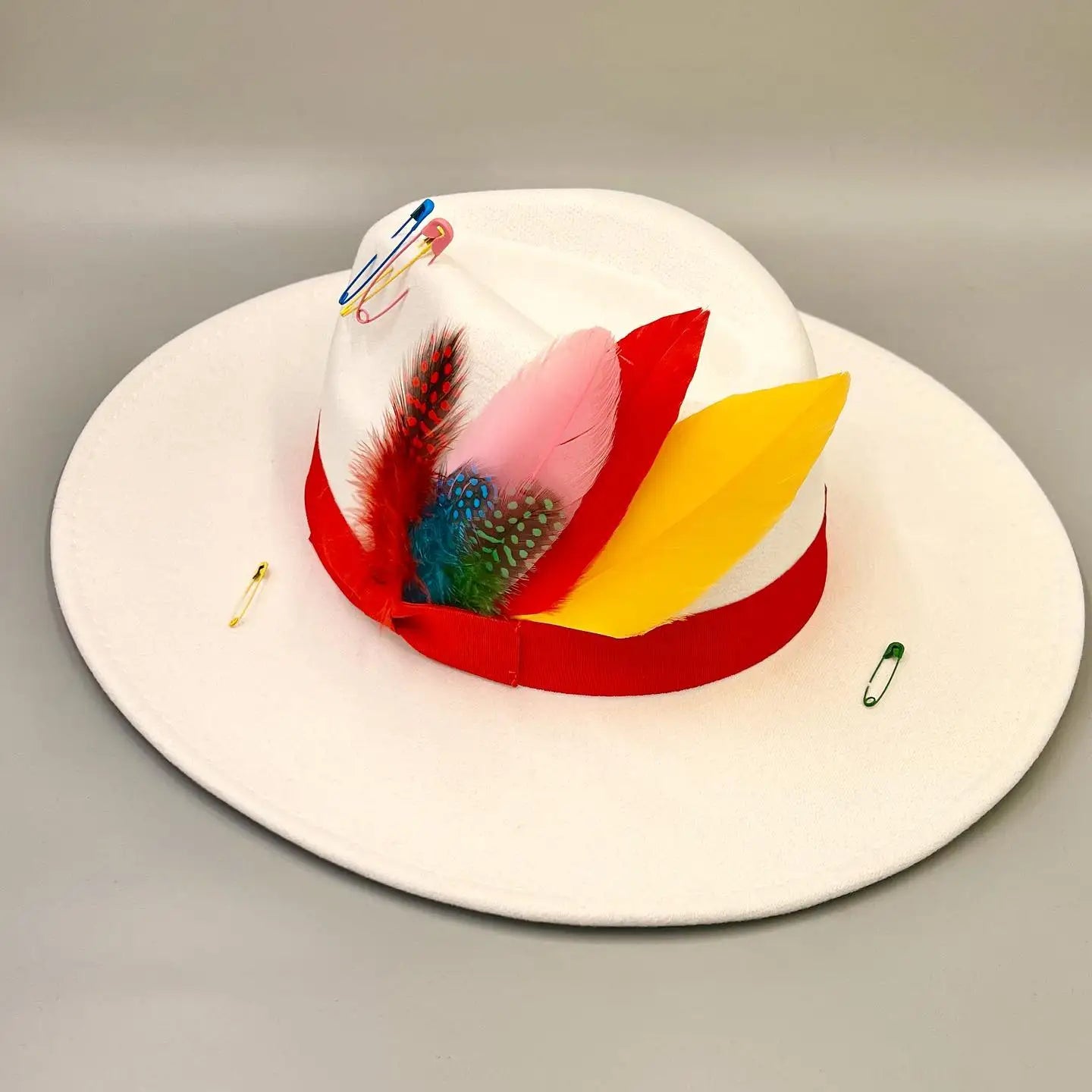Sombrero 9.5cm Fedora hat bow ribbon feather accessories autumn and winter men's and women's hats wide brimmed hats for women