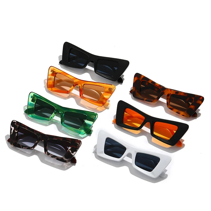 SHAUNA Retro Cat Eye Sunglasses Women Fashion Brand Designer Yellow Green Shades UV400 Men Trending Contrast Color Sun Glasses