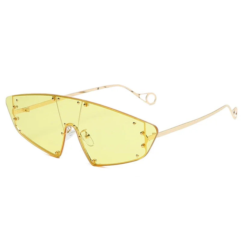 2020Fashion Eye protection Sunglasses Women Irregular Mirror Pink Lens Rivet glasses Vintage Sunglass For Women Men UV400