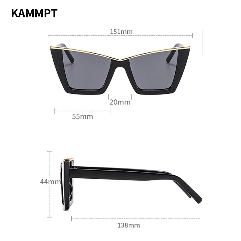KAMMPT Oversized Cat Eye Women Sunglasses Fashion Vintage Gradient Shades Sun Glasses Trendy Luxury Brand Designer UV400 Eyewear
