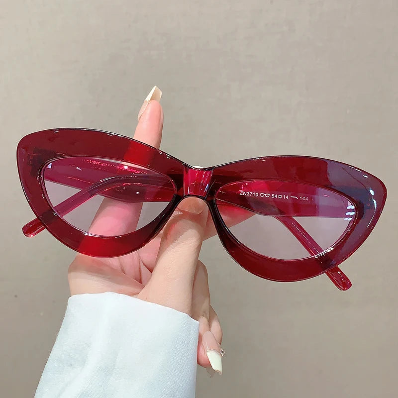 KAMMPT Vintage Cat Eye Sunglasses 2024 Fashion Retro Candy Color Outdoor Women Shades Luxury Brand Designer Multicolor Eyewear
