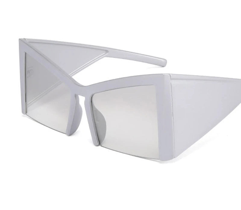 Oversized Cat Eye Sunglasses Women Punk Semi Rimless Glasses