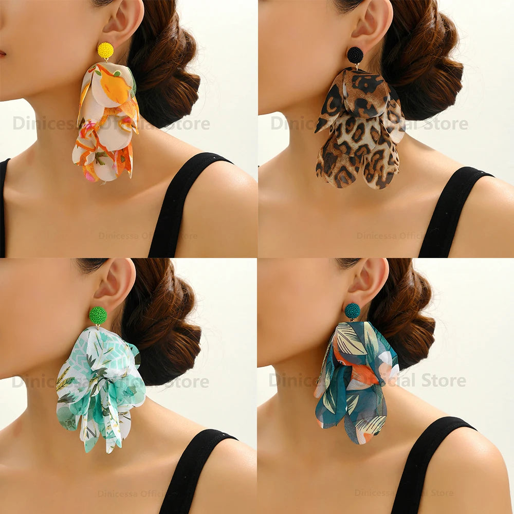 Bohemian Flower Big Dangle Earrings