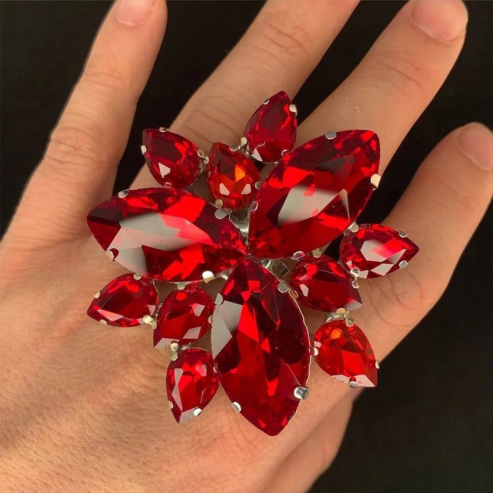 Red Rhinestone Exaggerate Ring