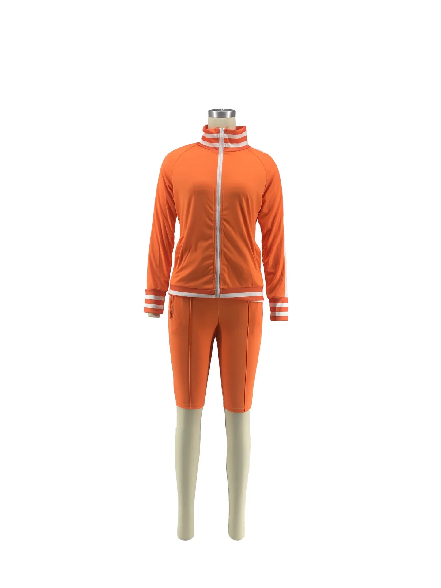 Women Sport 2 Piece Shorts OutfitsJogging Suits Cold Shoulder Zipper Jacket