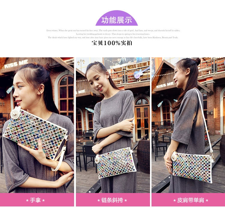 K-style Fashion for Evening Dinner Diamond Shoulder Crossbody Handbag