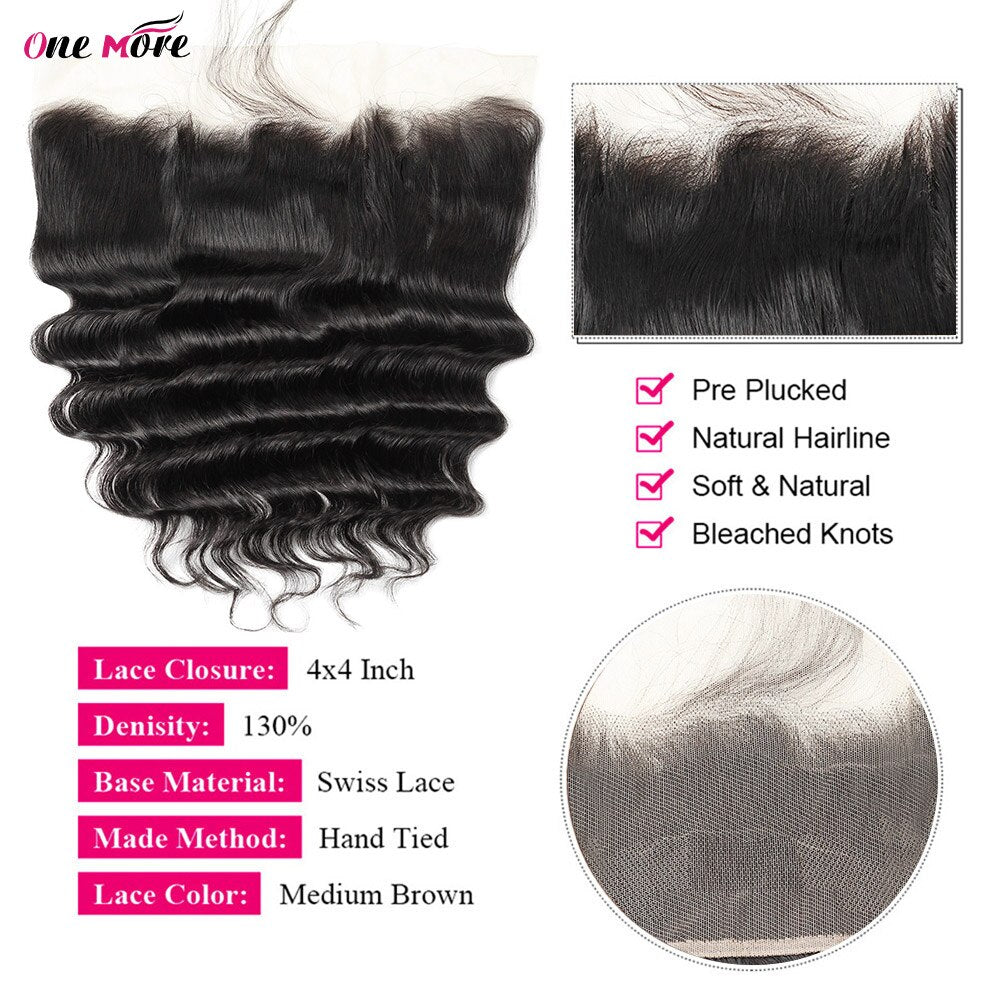 Loose Deep Wave Bundles With Frontal 13x4 Inch Human Hair Bundles With Frontal Free Part 3/4 Bundles With Frontal Closure