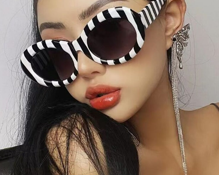 Retro Oval Sunglasses Women Fashion Blue Gray Shades UV400