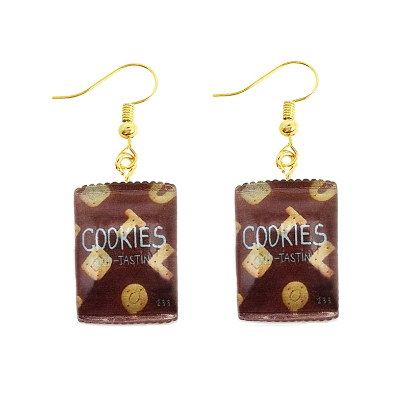 Earring For Women Resin Drop Custom Made Handmade Cute Girls Gift Eardrop Funny French Fries Cheese Chips Food Snacks