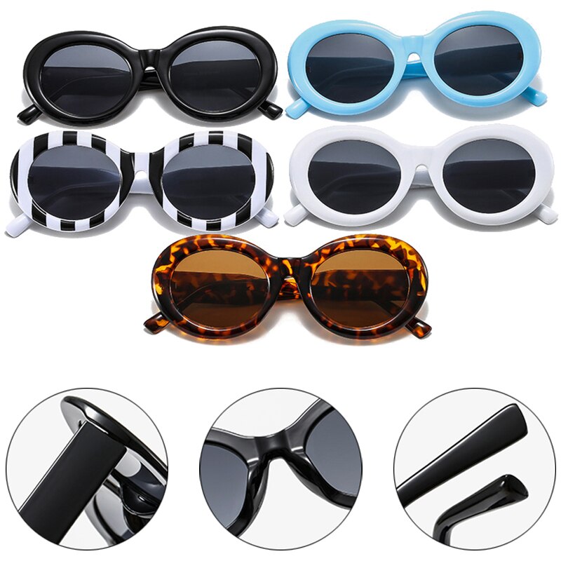 Retro Oval Sunglasses Women Fashion Blue Gray Shades UV400