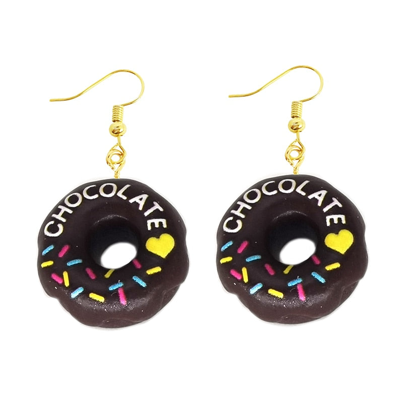Earring For Women Resin Drop Custom Made Handmade Cute Girls Gift Eardrop Funny food Snacks Popcorn Donut Candy Chocolate Gum