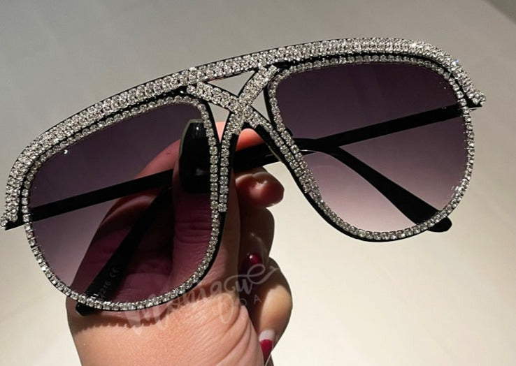 Rhinestone Oversized Sun Glasses