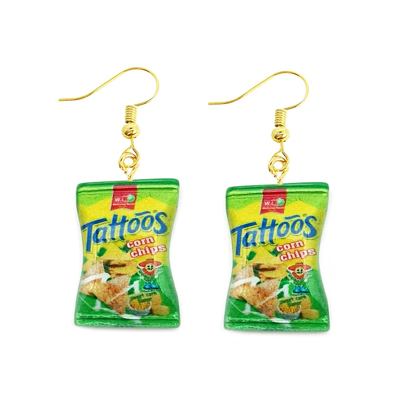 Earring For Women Resin Drop Custom Made Handmade Cute Girls Gift Eardrop Funny French Fries Cheese Chips Food Snacks