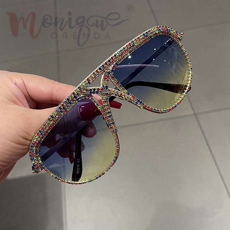 Rhinestone Oversized Sun Glasses