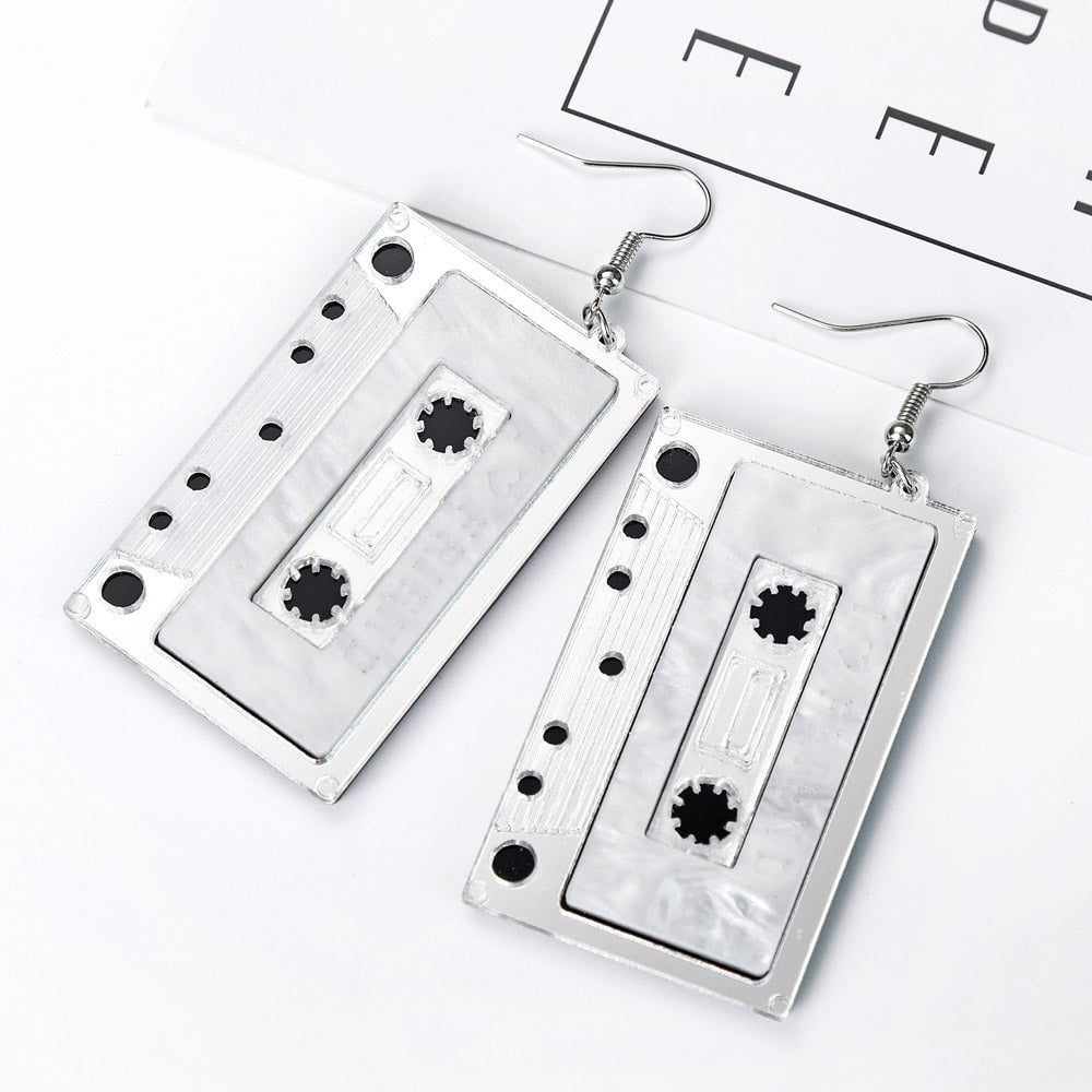 YAOLOGE Nostalgia Vintage Romantic Tape Acrylic Exaggerated Nightclub Bar Punk Long Dangle Earrings For Women Lover Gift 2019