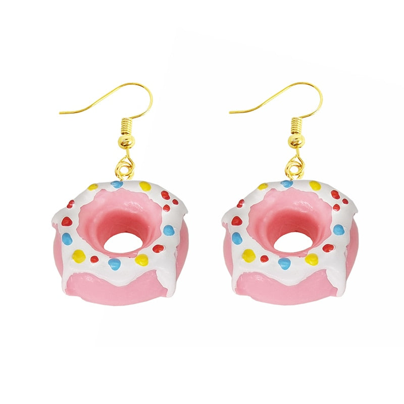 Earring For Women Resin Drop Custom Made Handmade Cute Girls Gift Eardrop Funny food Snacks Popcorn Donut Candy Chocolate Gum
