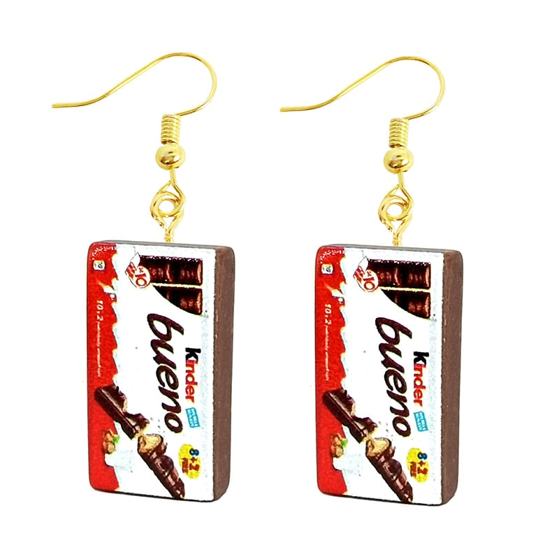Earring For Women Resin Drop Custom Made Handmade Cute Girls Gift Eardrop Funny food Snacks Popcorn Donut Candy Chocolate Gum