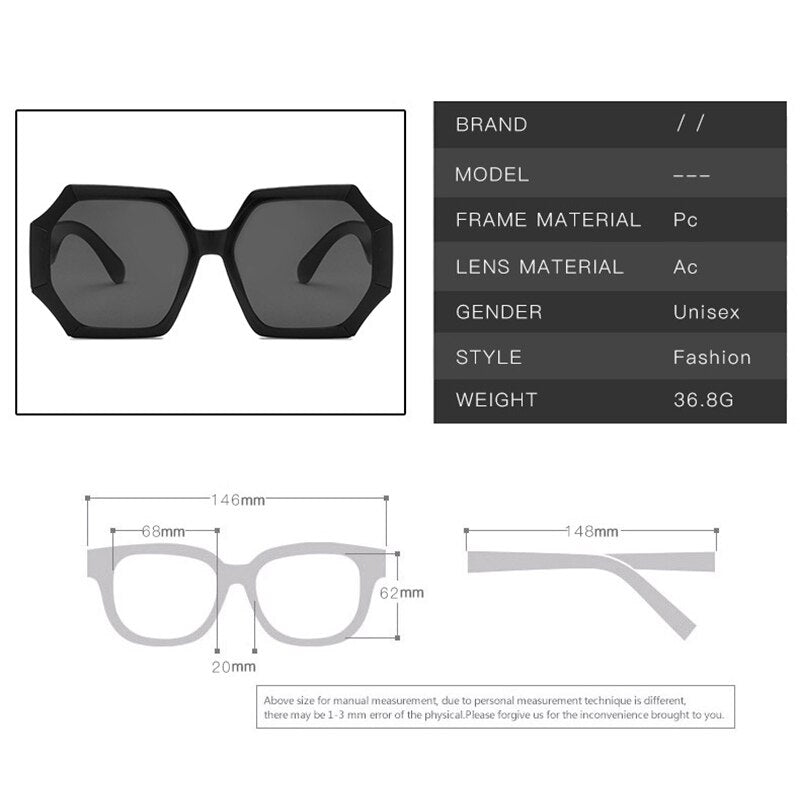 Unique Polygonal Square Sunglasses Brand Designer Gradient Lenses Sunglasses