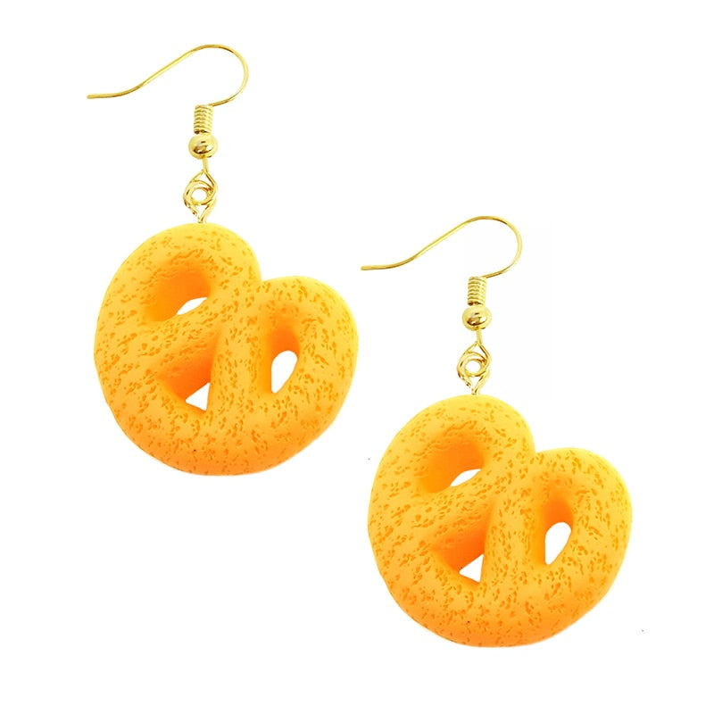 Earring For Women Resin Drop Custom Made Handmade Cute Girls Gift Eardrop Funny food Snacks Popcorn Donut Candy Chocolate Gum