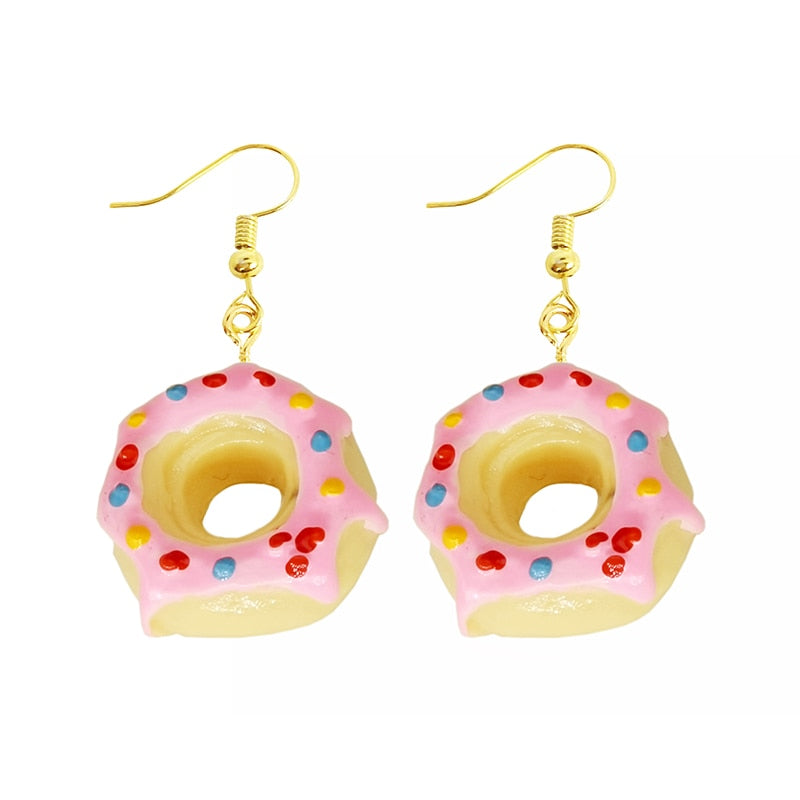 Earring For Women Resin Drop Custom Made Handmade Cute Girls Gift Eardrop Funny food Snacks Popcorn Donut Candy Chocolate Gum