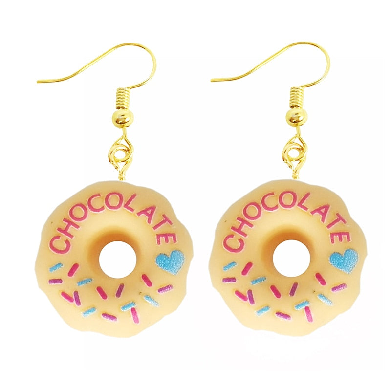 Earring For Women Resin Drop Custom Made Handmade Cute Girls Gift Eardrop Funny food Snacks Popcorn Donut Candy Chocolate Gum