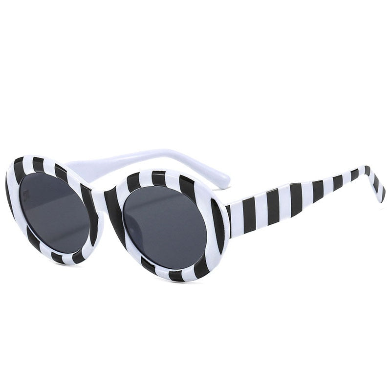 Retro Oval Sunglasses Women Fashion Blue Gray Shades UV400