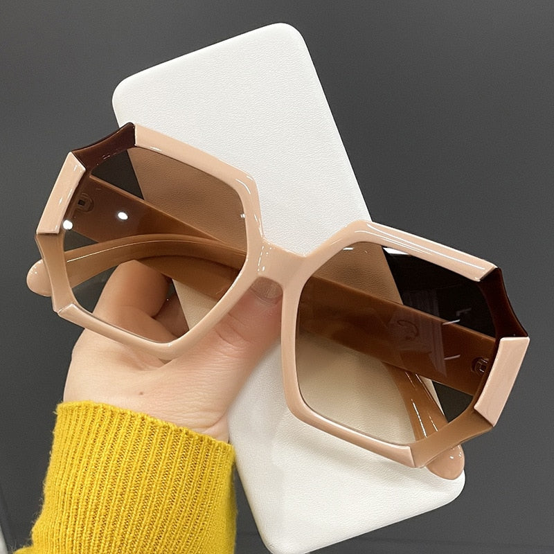 Unique Polygonal Square Sunglasses Brand Designer Gradient Lenses Sunglasses