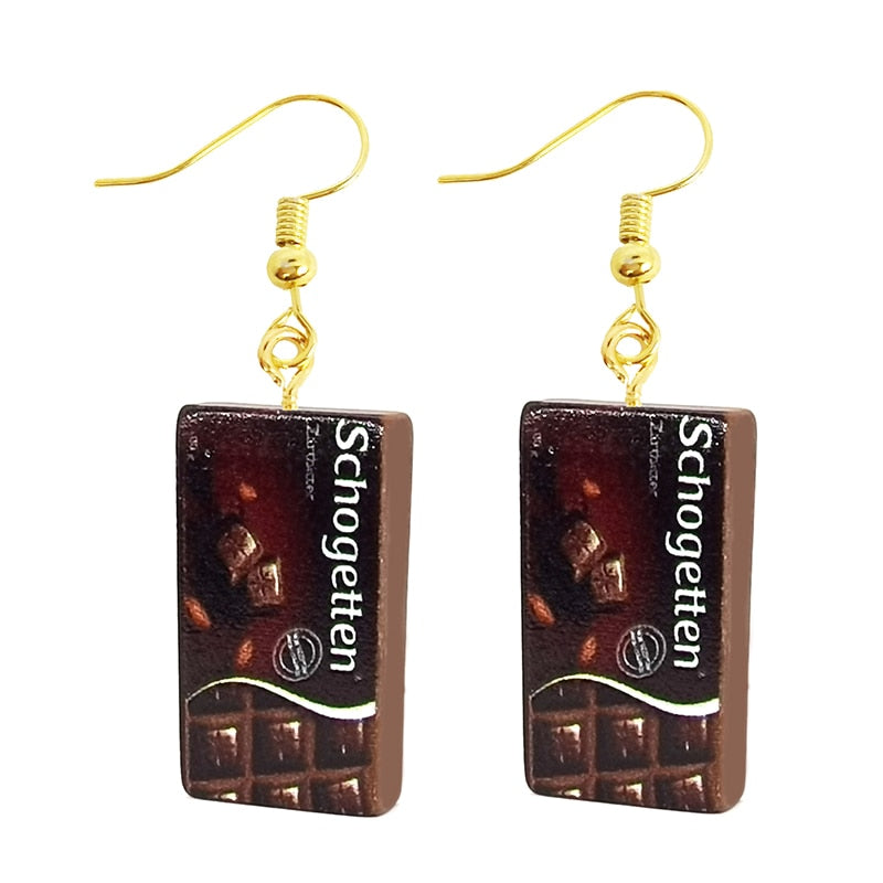 Earring For Women Resin Drop Custom Made Handmade Cute Girls Gift Eardrop Funny food Snacks Popcorn Donut Candy Chocolate Gum