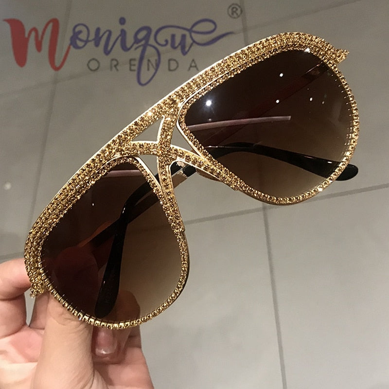 Rhinestone Oversized Sun Glasses