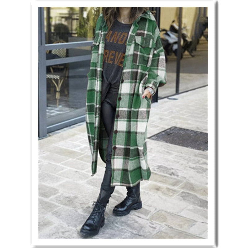 Autumn Long Shirt Coat Woolen Coat Streetwear Women Casual Jacket