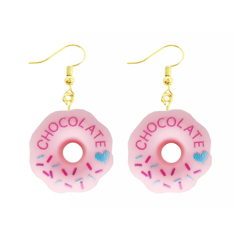 Earring For Women Resin Drop Custom Made Handmade Cute Girls Gift Eardrop Funny food Snacks Popcorn Donut Candy Chocolate Gum