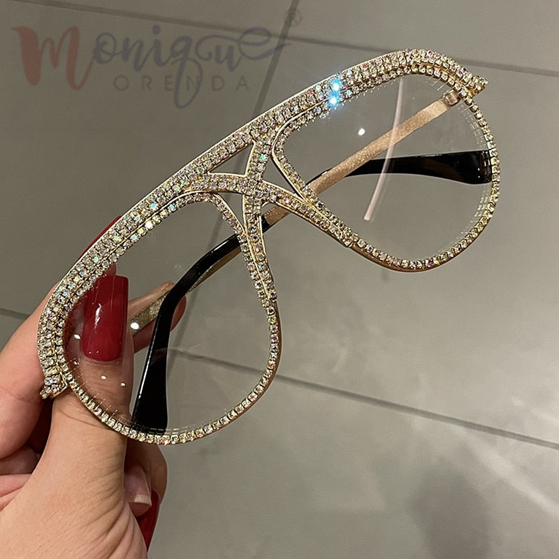 Rhinestone Oversized Sun Glasses