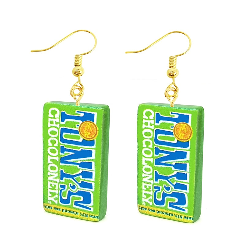 Earring For Women Resin Drop Custom Made Handmade Cute Girls Gift Eardrop Funny food Snacks Popcorn Donut Candy Chocolate Gum