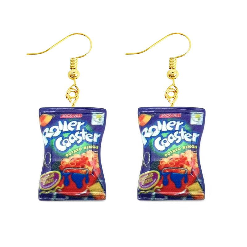 Earring For Women Resin Drop Custom Made Handmade Cute Girls Gift Eardrop Funny French Fries Cheese Chips Food Snacks