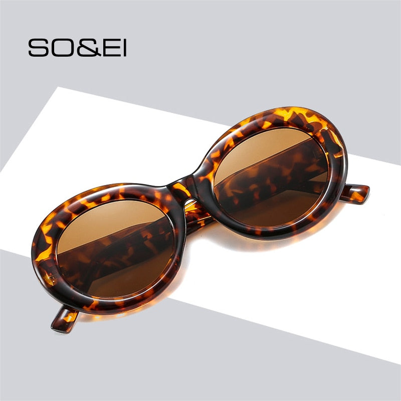 Retro Oval Sunglasses Women Fashion Blue Gray Shades UV400