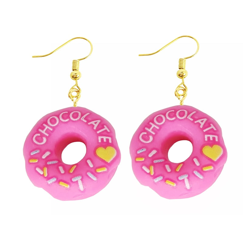 Earring For Women Resin Drop Custom Made Handmade Cute Girls Gift Eardrop Funny food Snacks Popcorn Donut Candy Chocolate Gum