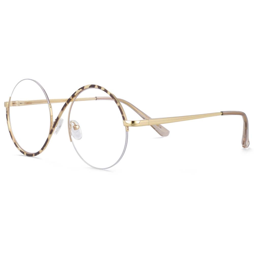 Round Metal Half Frame Anti Blue Light Optical Glasses Frames Men/Women