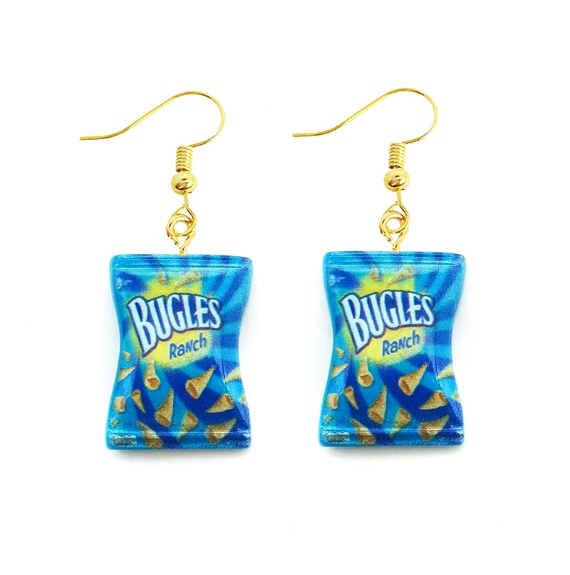Earring For Women Resin Drop Custom Made Handmade Cute Girls Gift Eardrop Funny French Fries Cheese Chips Food Snacks