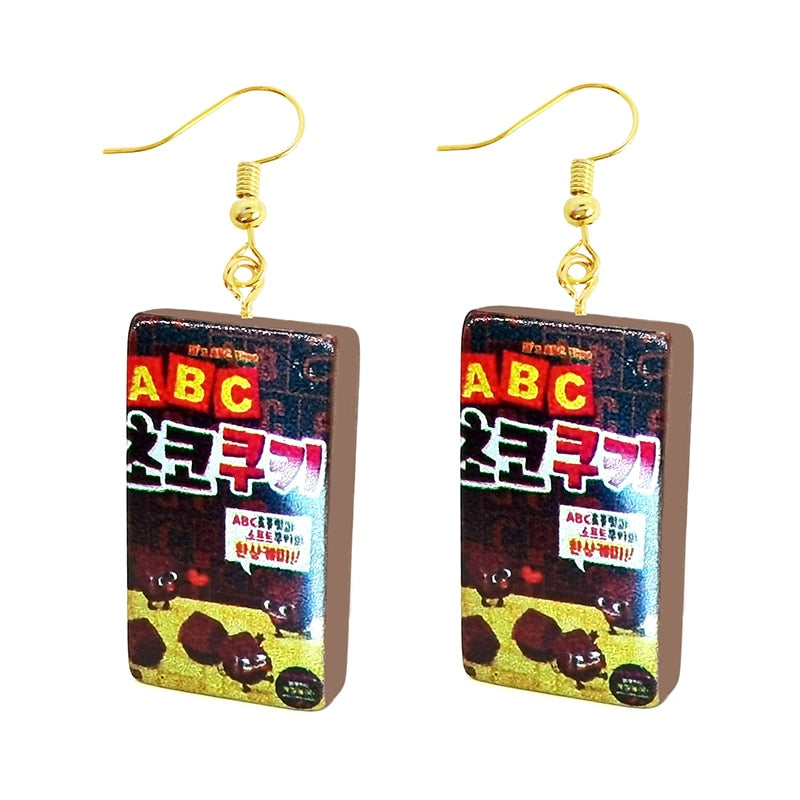 Earring For Women Resin Drop Custom Made Handmade Cute Girls Gift Eardrop Funny food Snacks Popcorn Donut Candy Chocolate Gum