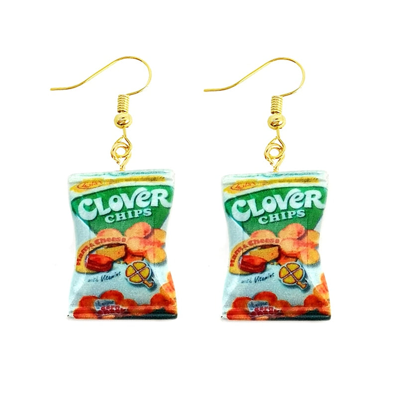 Earring For Women Resin Drop Custom Made Handmade Cute Girls Gift Eardrop Funny French Fries Cheese Chips Food Snacks