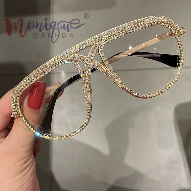 Rhinestone Oversized Sun Glasses