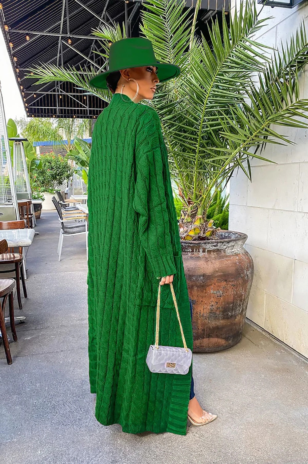 Loose knit cardigan Sweater Coat