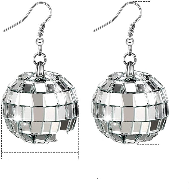 Vintage Disco Ball Dangle Earrings for Women Boho Round Drop Earrings Cool Birthday Valentine's Day Anniversary Gift Jewelry