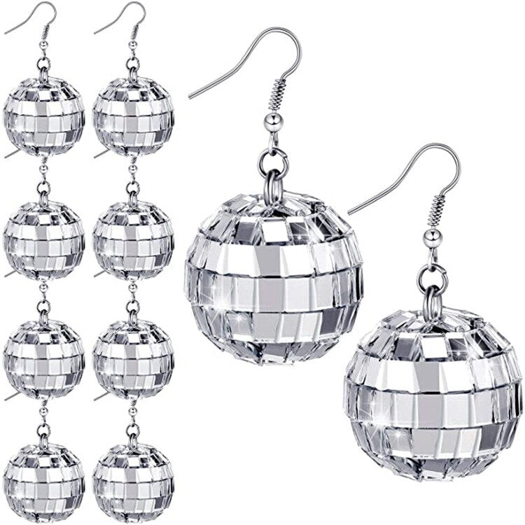 Vintage Disco Ball Dangle Earrings for Women Boho Round Drop Earrings Cool Birthday Valentine's Day Anniversary Gift Jewelry